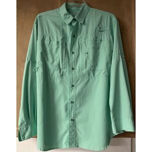 Reel Legends Performance‎ Outfitters Saltwater LS Button Up Lg Green